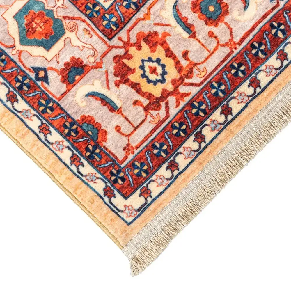 فرش ماشینی سنتی طرح 25cs0260 طلایی 1000 شانه